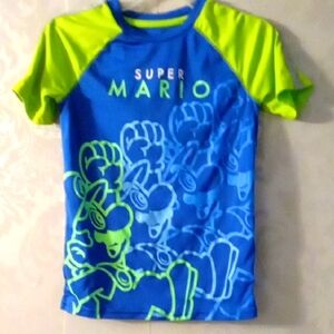 Nintendo Blue and Green Swim Rashguard with Mario Design